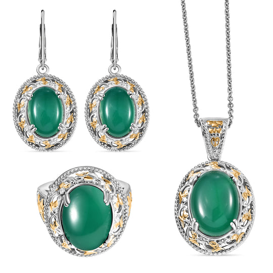 Verde Onyx Schmuckset ca. 50 cm (Größe 20) ca. 35.81 ct