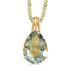 D'Joy AA Prasiolith, Peridot Schmuckset ca. 50 cm 925 Silber 750 Gelbgold Vermeil ca. 63.97 ct