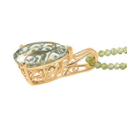 D'Joy AA Prasiolith, Peridot Schmuckset ca. 50 cm 925 Silber 750 Gelbgold Vermeil ca. 63.97 ct