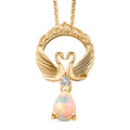 D'Joy AA Natürlicher, äthiopischer Welo Opal, Weißer Zirkon Schmuckset ca. 50 cm 925 Silber 750 Gelb Vergoldet ca. 0.55 ct