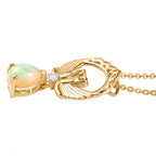 D'Joy AA Natürlicher, äthiopischer Welo Opal, Weißer Zirkon Schmuckset ca. 50 cm 925 Silber 750 Gelb Vergoldet ca. 0.55 ct