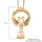 D'Joy AA Natürlicher, äthiopischer Welo Opal, Weißer Zirkon Schmuckset ca. 50 cm 925 Silber 750 Gelb Vergoldet ca. 0.55 ct
