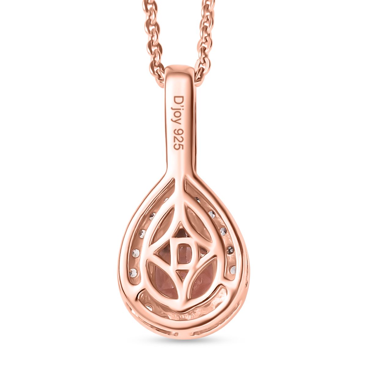 D'Joy AA Blush Turmalin, Weißer Zirkon Schmuckset ca. 50 cm 925 Silber 750 Roségold Vermeil ca. 1.01 ct