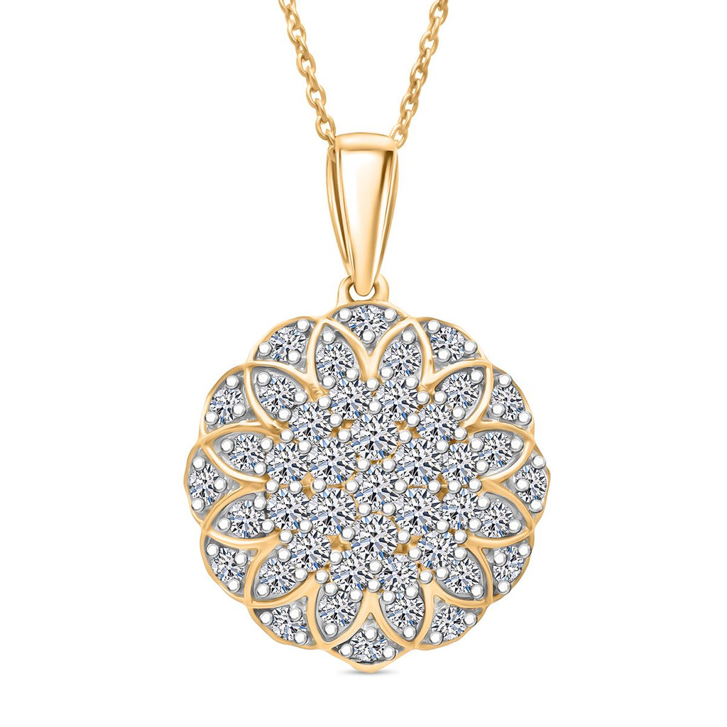 LUXURIANT DIAMOND - Lab Grown Diamant SI-GH SGL zertifiziert Schmuckset ca. 50 cm 925 Silber 750 Gelbgold Vermeil ca. 1.33 ct