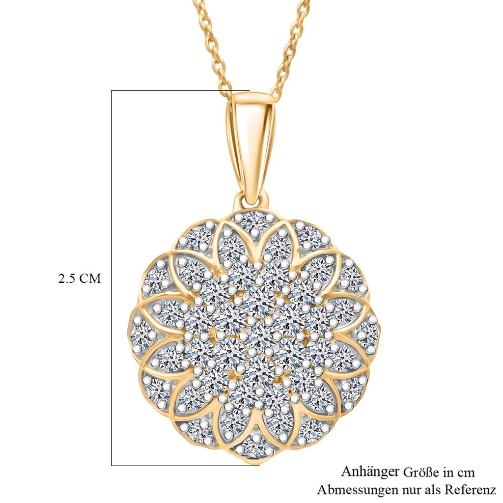 LUXURIANT DIAMOND - Lab Grown Diamant SI-GH SGL zertifiziert Schmuckset ca. 50 cm 925 Silber 750 Gelbgold Vermeil ca. 1.33 ct