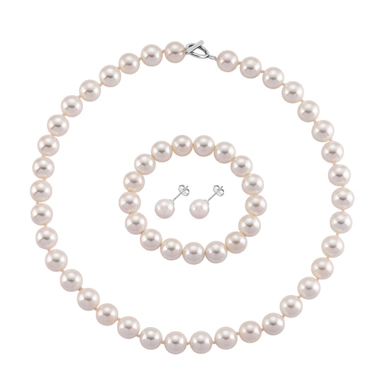 Pfaufarbenes Muschelkernperle Schmuckset, 316L Edelstahl