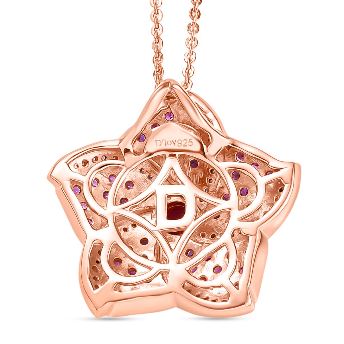 D'Joy Rhodolith Granat Schmuckset ca. 50 cm 925 Silber 750 Roségold Vermeil ca. 1,75ct.
