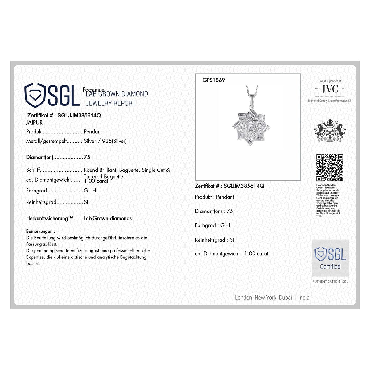 LUXURIANT DIAMOND - Lab Grown Diamant SI-GH SGL zertifiziert Schmuckset ca. 50 cm 925 Silber rhodiniert ca. 1.00 ct