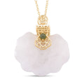 D'Joy Natürliche Weiße Jade Anhänger mit Kette ca. 50 cm, 925 Silber vergoldet ca. 50,00 ct.