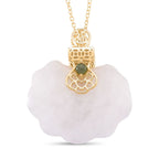 D'Joy Natürliche Weiße Jade Anhänger mit Kette ca. 50 cm, 925 Silber vergoldet ca. 50,00 ct.