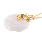 D'Joy Natürliche Weiße Jade Anhänger mit Kette ca. 50 cm, 925 Silber vergoldet ca. 50,00 ct.