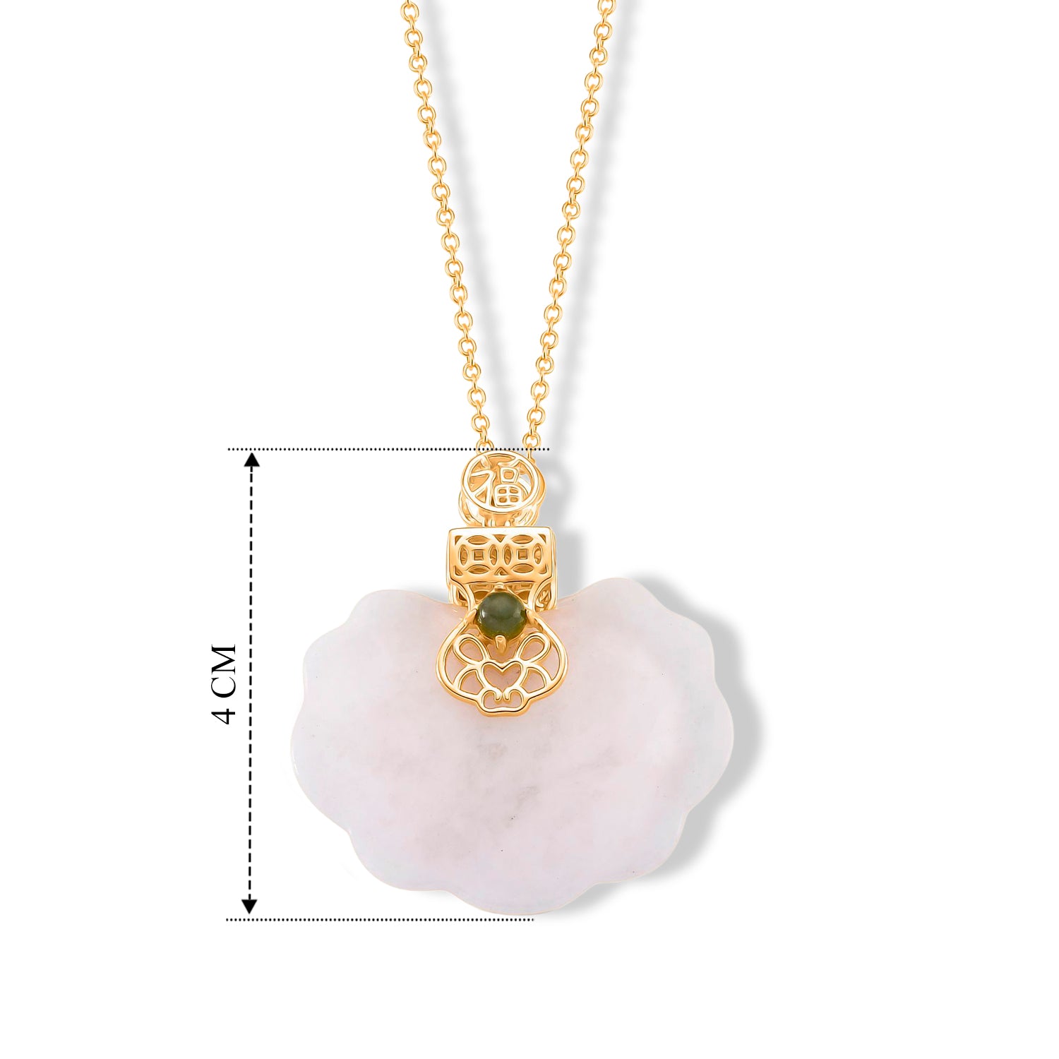 D'Joy Natürliche Weiße Jade Anhänger mit Kette ca. 50 cm, 925 Silber vergoldet ca. 50,00 ct.
