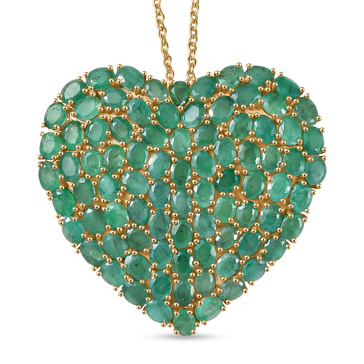 D'Joy Socoto Smaragd Anhänger mit Kette, ca. 45 cm 925 Silber 750 Gelbgold Vermeil ca. 14.00 ct