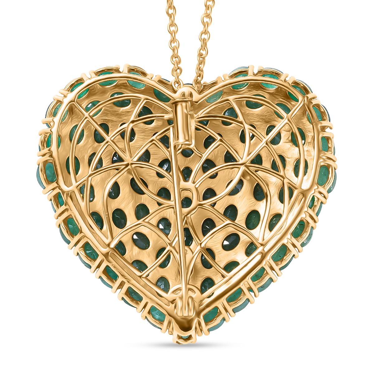 D'Joy Socoto Smaragd Anhänger mit Kette, ca. 45 cm 925 Silber 750 Gelbgold Vermeil ca. 14.00 ct