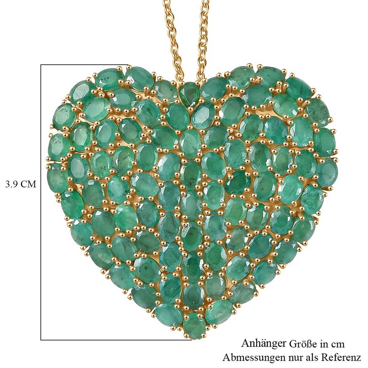 D'Joy Socoto Smaragd Anhänger mit Kette, ca. 45 cm 925 Silber 750 Gelbgold Vermeil ca. 14.00 ct