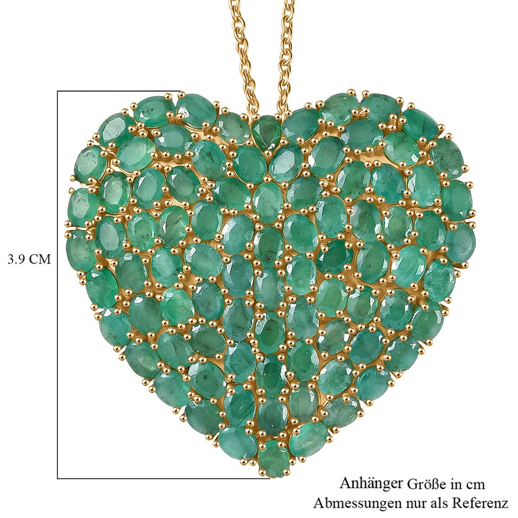 D'Joy Socoto Smaragd Anhänger mit Kette, ca. 45 cm 925 Silber 750 Gelbgold Vermeil ca. 14.00 ct