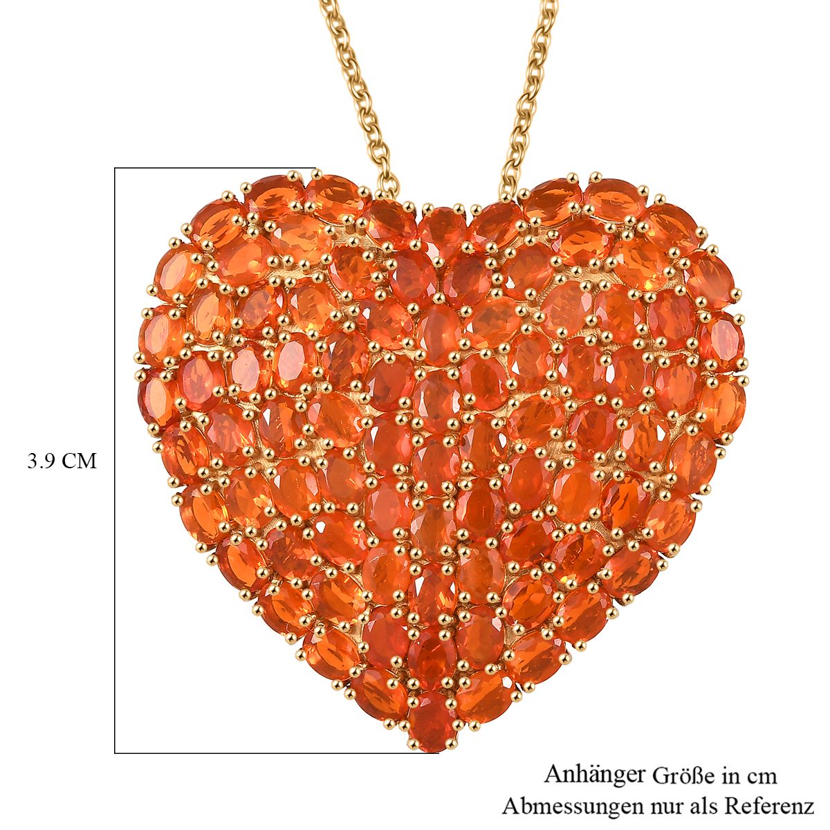 D'Joy Blaze Feueropal Anhänger mit Kette, ca. 45 cm 925 Silber 750 Gelbgold Vermeil ca. 9.54 ct
