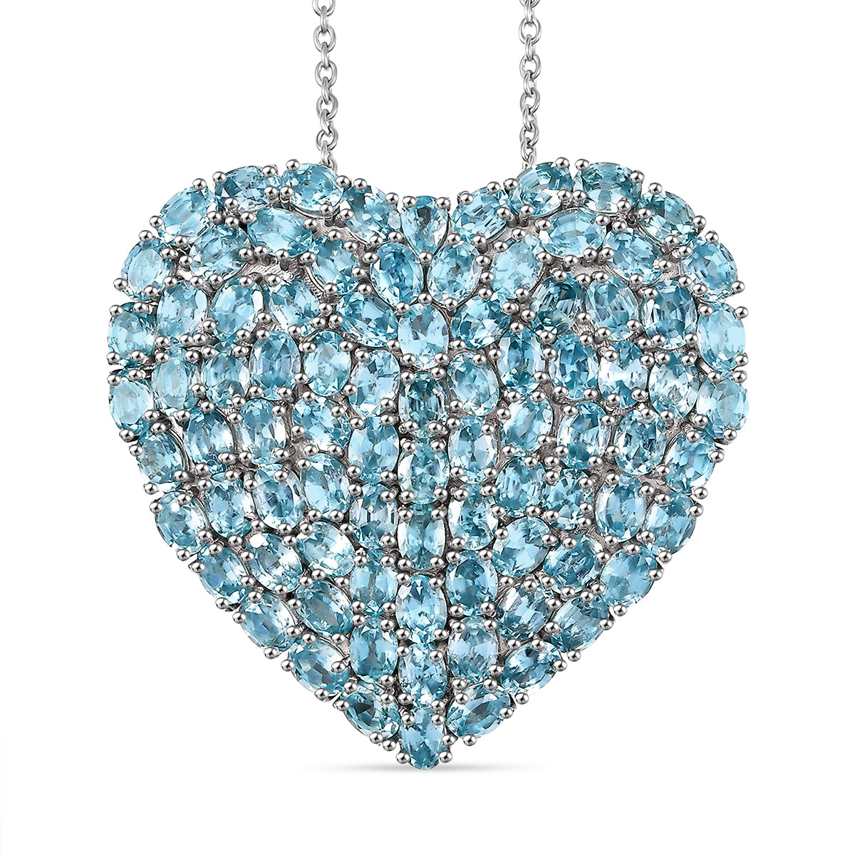D'Joy Blauer Zirkon Anhänger mit Kette, ca. 45 cm + 5 cm Extender, 925 Silber rhodiniert ca. 21.37 ct
