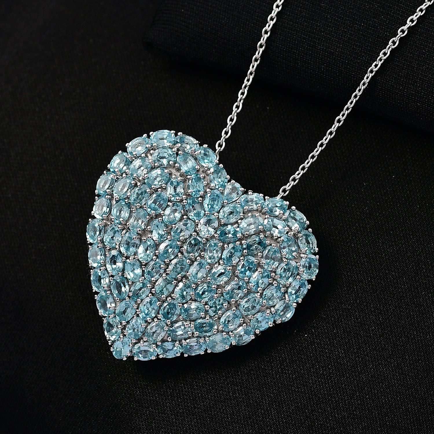D'Joy Blauer Zirkon Anhänger mit Kette, ca. 45 cm + 5 cm Extender, 925 Silber rhodiniert ca. 21.37 ct