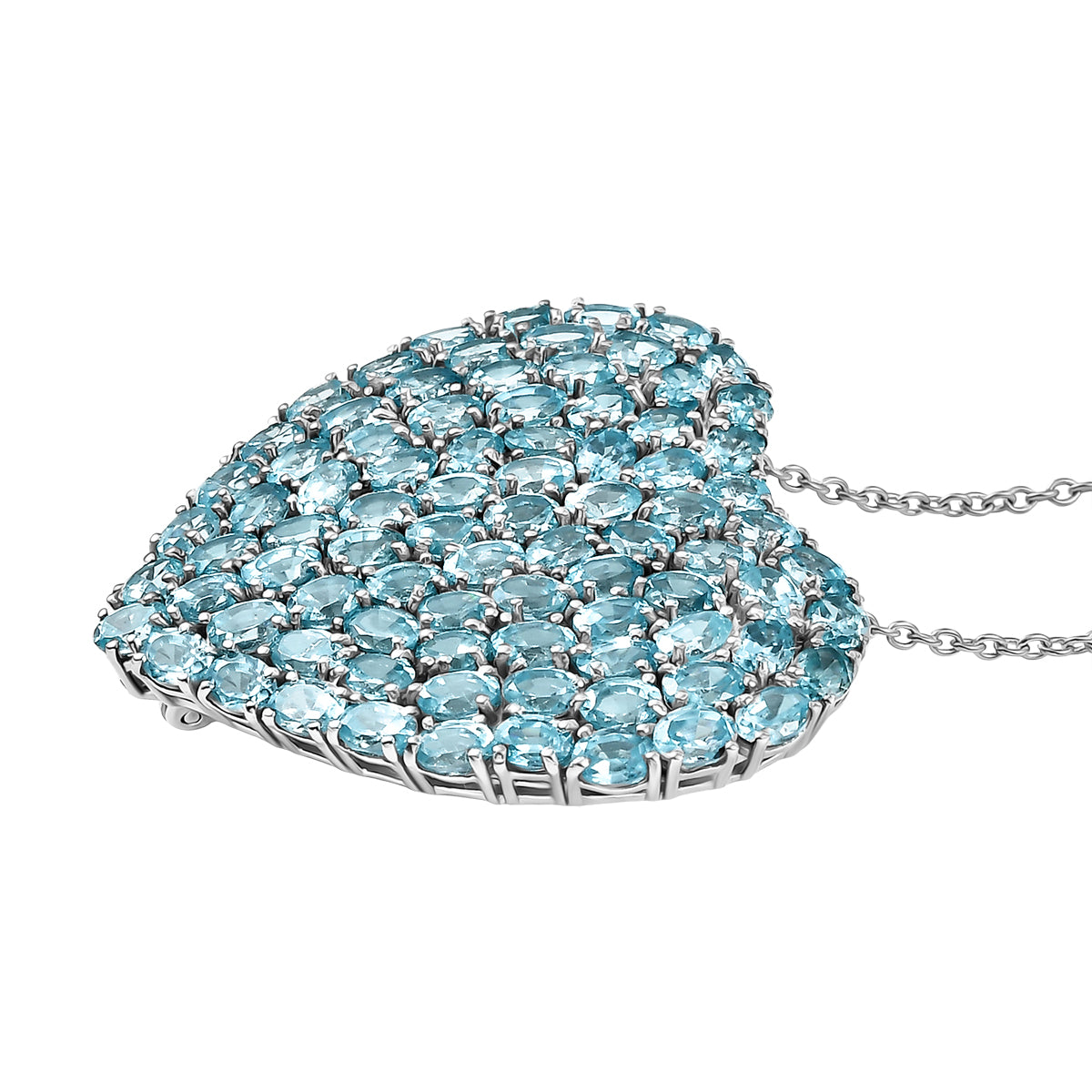 D'Joy Blauer Zirkon Anhänger mit Kette, ca. 45 cm + 5 cm Extender, 925 Silber rhodiniert ca. 21.37 ct