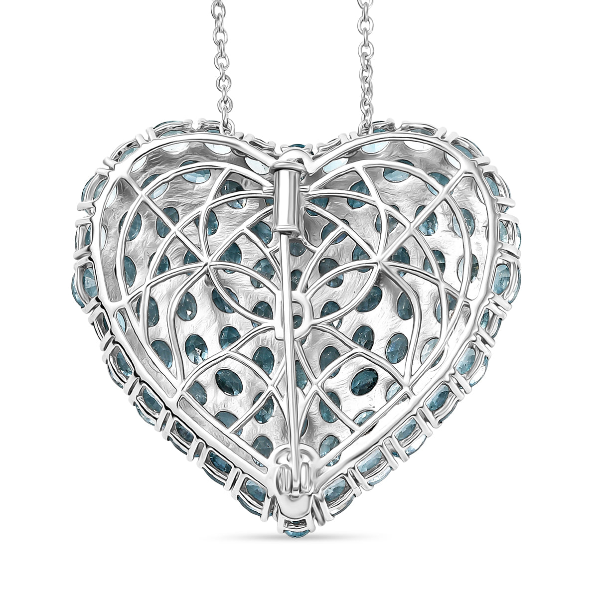 D'Joy Blauer Zirkon Anhänger mit Kette, ca. 45 cm + 5 cm Extender, 925 Silber rhodiniert ca. 21.37 ct