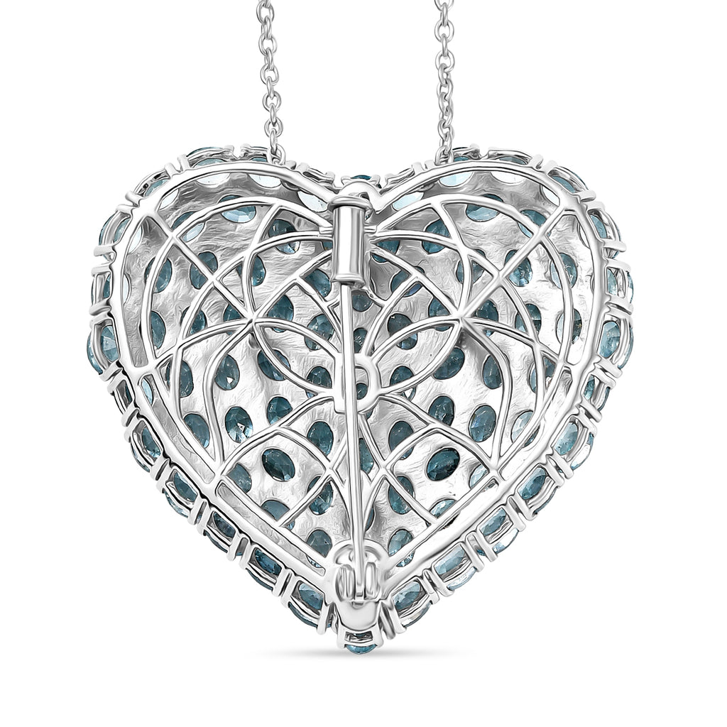 D'Joy Blauer Zirkon Anhänger mit Kette, ca. 45 cm + 5 cm Extender, 925 Silber rhodiniert ca. 21.37 ct