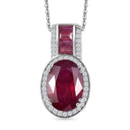 D'Joy AA Afrikanischer Rubin (Fissure gefüllt) Anhänger mit Kette, ca. 50 cm 925 Silber rhodiniert ca. 10.53 ct