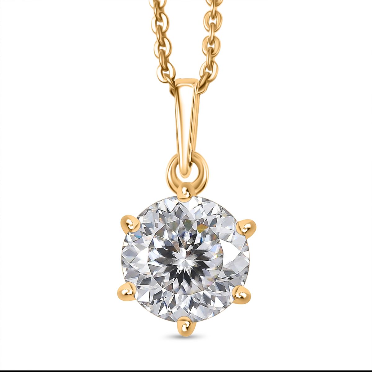 D'Joy 161 Facettiert Moissanit Schmuckset ca. 50 cm 925 Silber 750 Gelbgold Vermeil ca. 1.38 ct