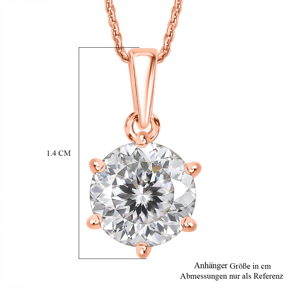 D'Joy 161 Facettiert Moissanit Schmuckset ca. 50 cm 925 Silber 750 Roségold Vermeil ca. 1.38 ct