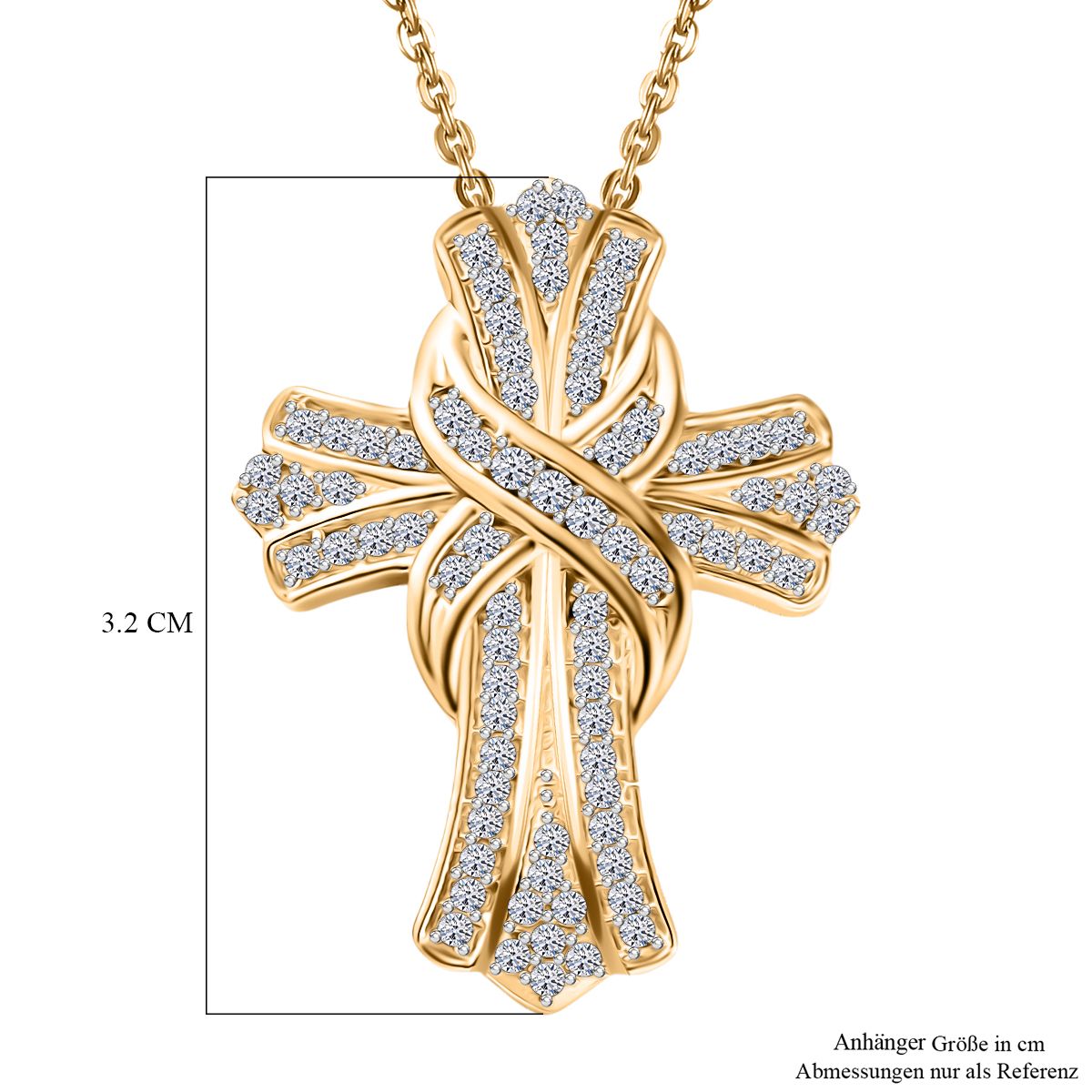 Lab Grown Diamant VS Schmuckset ca. 50 cm 925 Silber 750 Gelbgold Vermeil ca. 0.51 ct