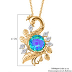 D'Joy Pfau Quarz Triplette, Weißer Zirkon Schmuckset ca. 50 cm 925 Silber 750 Gelb Vergoldet ca. 1.79 ct