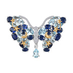GP Trionfo Kollektion Himmelblauer Topas, Masoala Saphir (Fissure gefüllt) Anhänger mit kette ca. 50 cm, 925 Silber Rhodiniert und 750 Gelbgold Vermeil ca. 19.30 ct