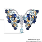 GP Trionfo Kollektion Himmelblauer Topas, Masoala Saphir (Fissure gefüllt) Anhänger mit kette ca. 50 cm, 925 Silber Rhodiniert und 750 Gelbgold Vermeil ca. 19.30 ct