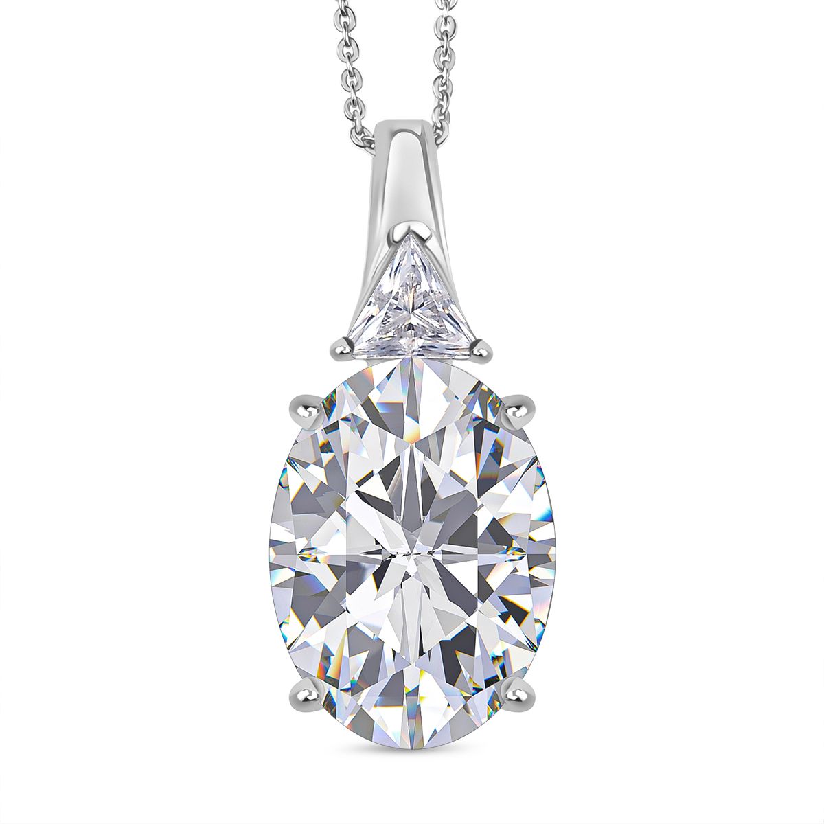D'Joy Moissanit Anhänger mit Kette, ca. 50 cm 925 Silber rhodiniert ca. 13.16 ct