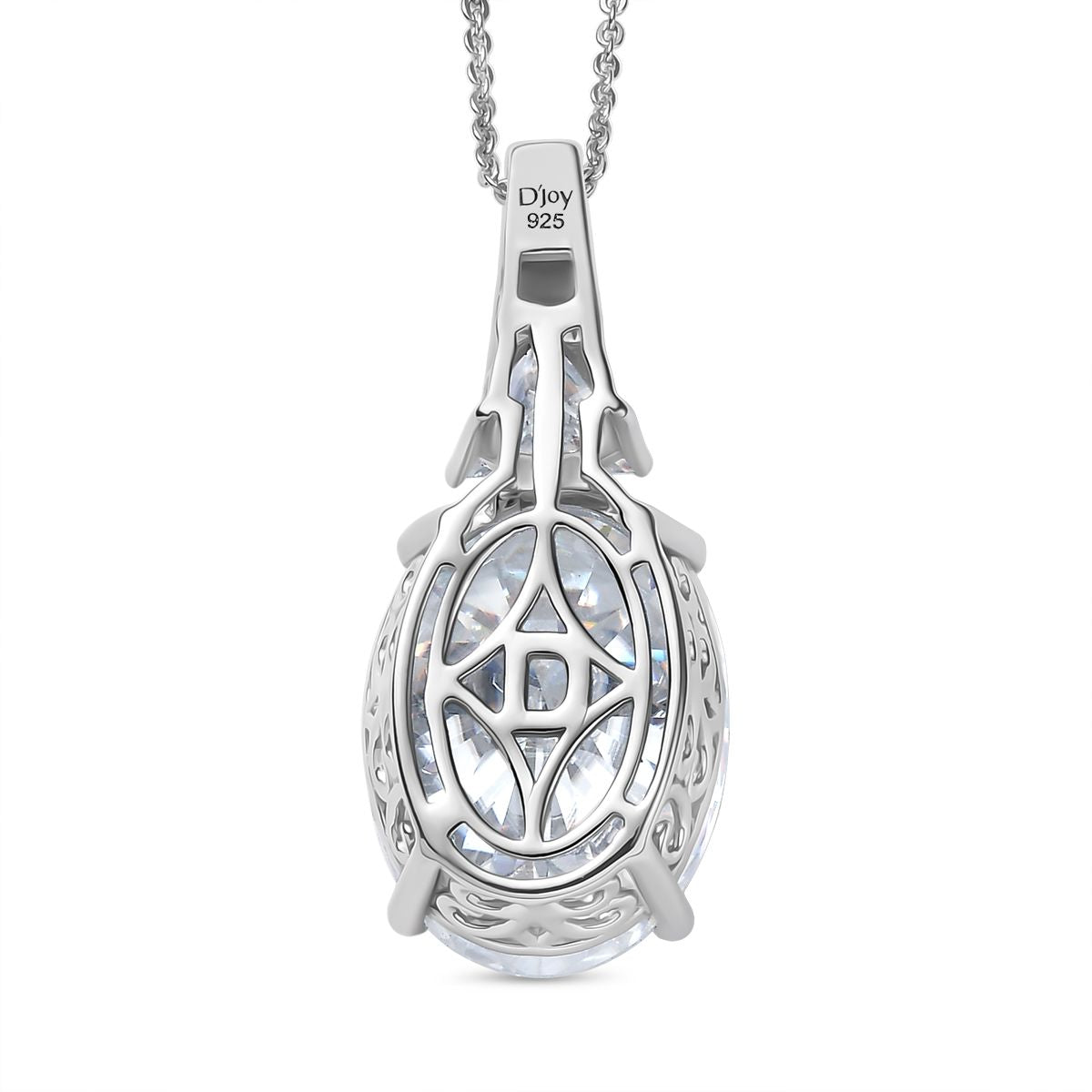 D'Joy Moissanit Anhänger mit Kette, ca. 50 cm 925 Silber rhodiniert ca. 13.16 ct