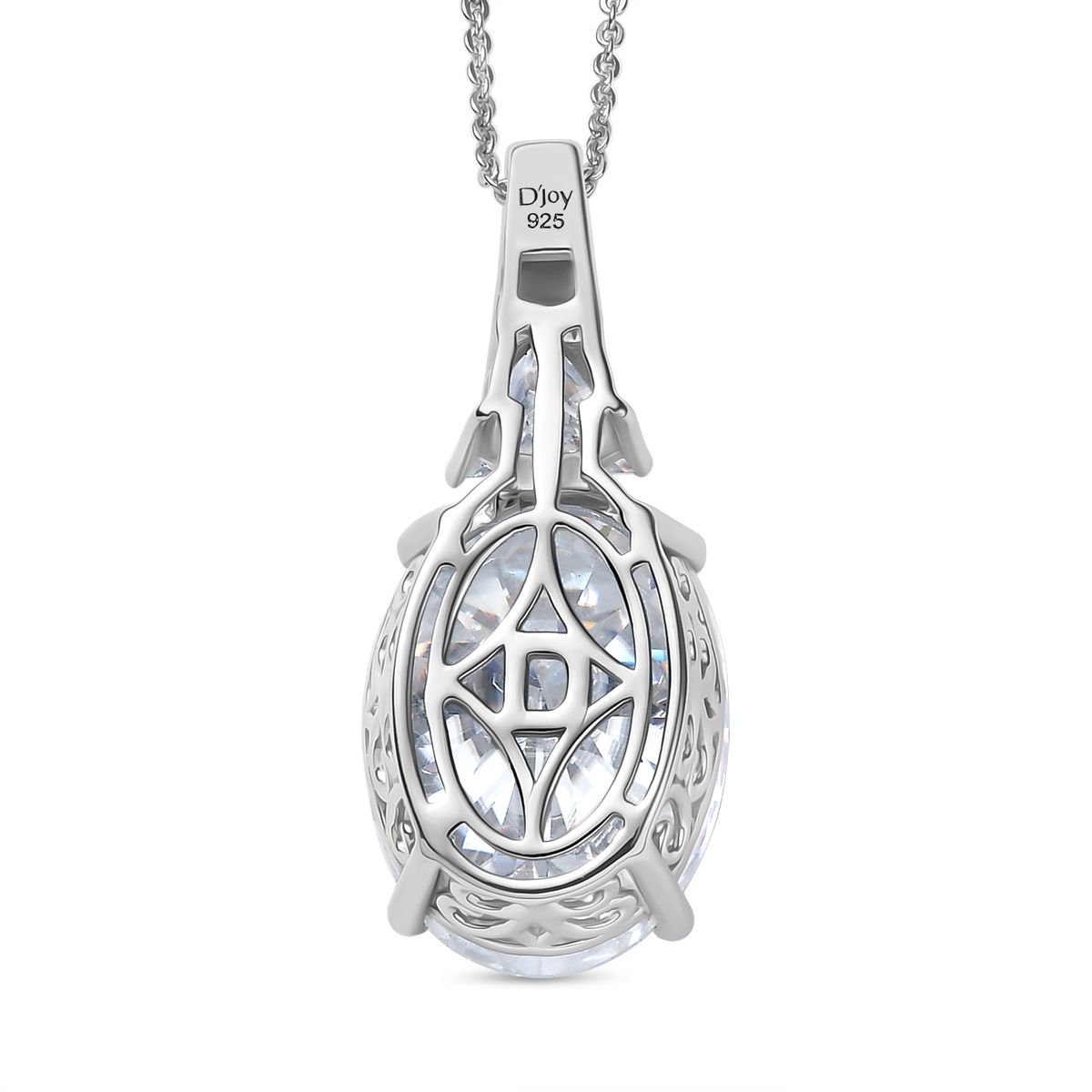 D'Joy Moissanit Anhänger mit Kette, ca. 50 cm 925 Silber rhodiniert ca. 13.16 ct