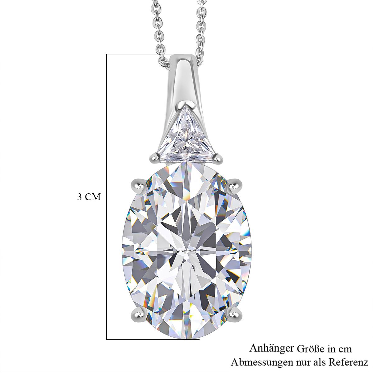 D'Joy Moissanit Anhänger mit Kette, ca. 50 cm 925 Silber rhodiniert ca. 13.16 ct