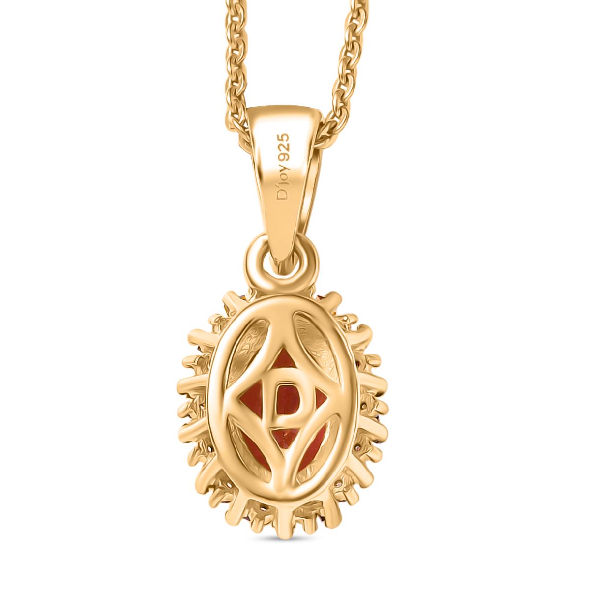 D'Joy Blush Turmalin, Weißer Zirkon Schmuckset ca. 50 cm 925 Silber 750 Gelbgold Vermeil ca. 1,02 ct.