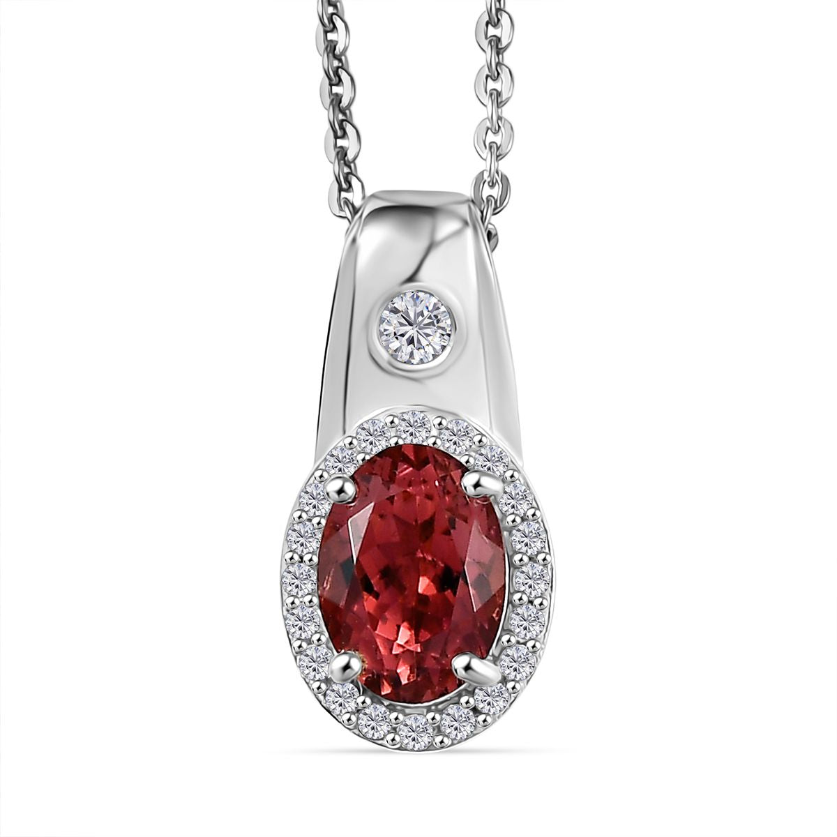 D'Joy AA Blush Turmalin, Moissanit Anhänger mit Kette, ca. 50 cm 925 Silber rhodiniert ca. 1.03 ct