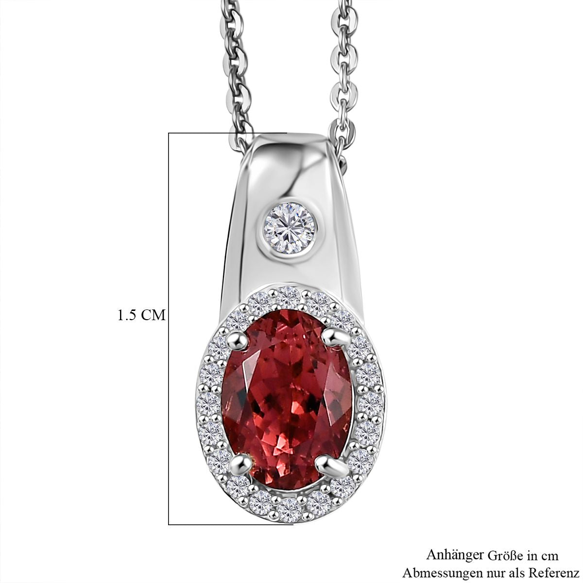 D'Joy AA Blush Turmalin, Moissanit Anhänger mit Kette, ca. 50 cm 925 Silber rhodiniert ca. 1.03 ct