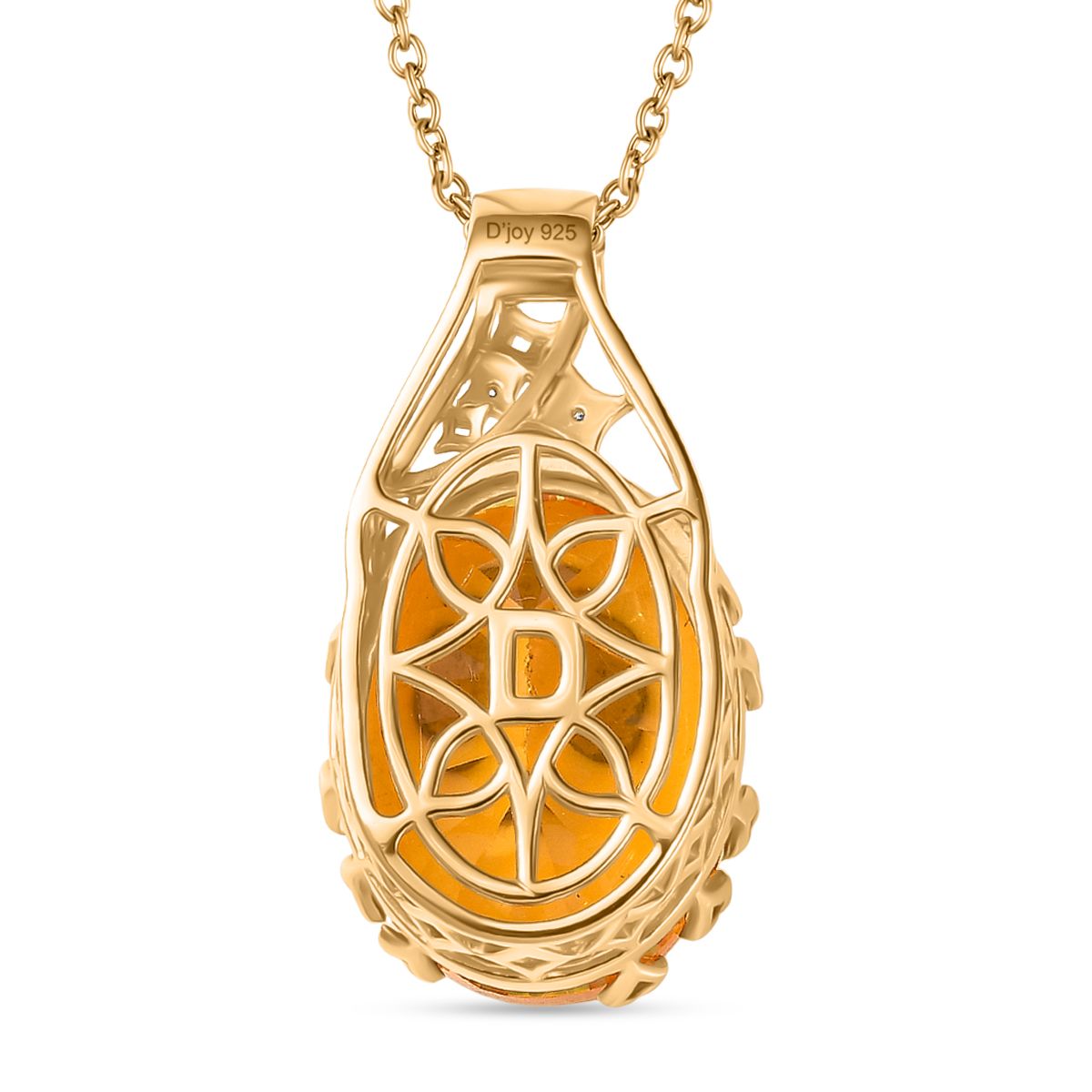 D'Joy Sphaleros Quarz-Triplette, Moissanit Anhänger mit Kette, ca. 45 cm + 5 cm Extender, 925 Silber 750 Gelbgold Vermeil ca. 19.55 ct
