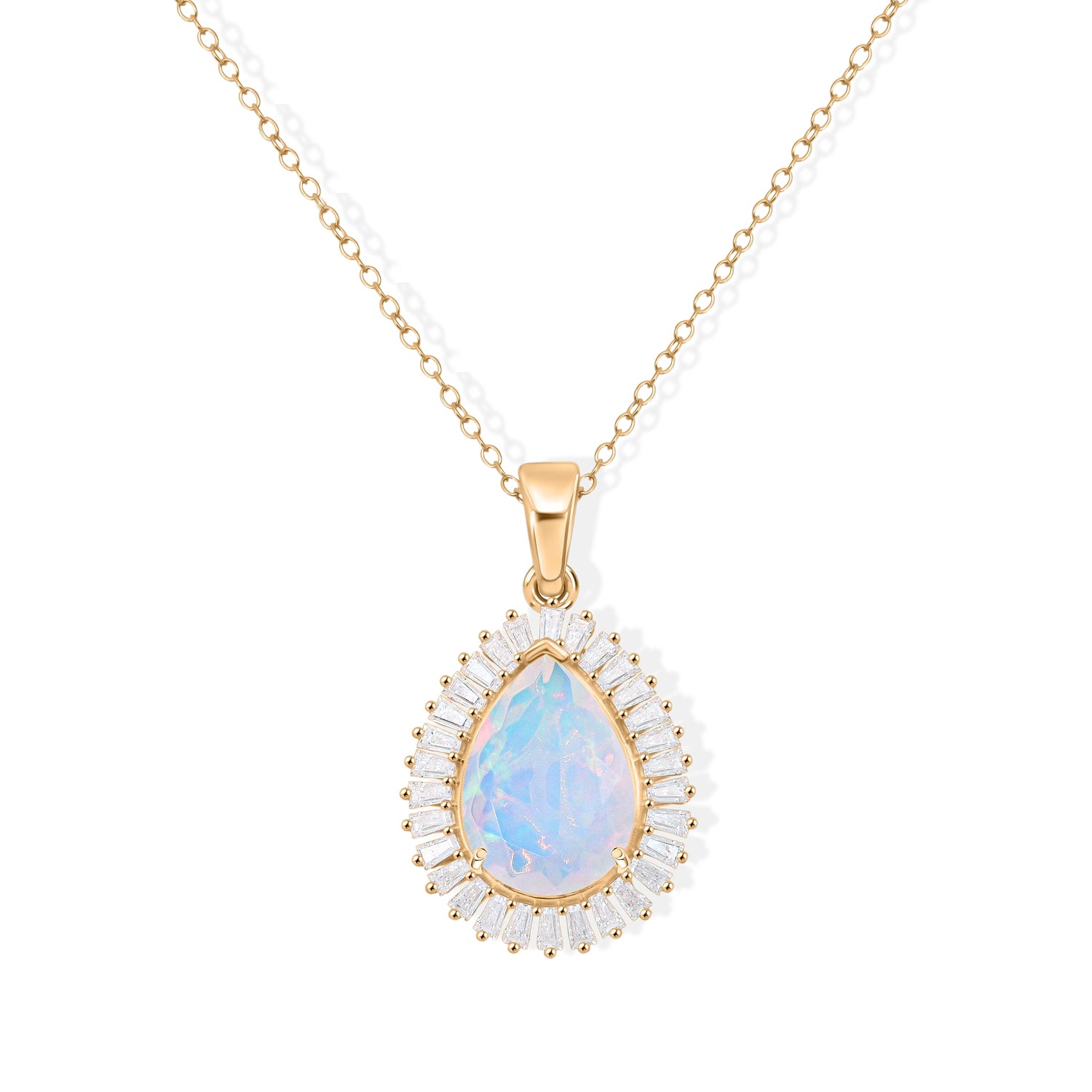 D'Joy AAA Natürlicher, äthiopischer Welo Opal, Moissanit Schmuckset ca. 50 cm 925 Silber 750 Gelbgold Vermeil ca. 4.15 ct