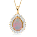 D'Joy AAA Natürlicher, äthiopischer Welo Opal, Moissanit Schmuckset ca. 50 cm 925 Silber 750 Gelbgold Vermeil ca. 4.15 ct