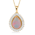 D'Joy AAA Natürlicher, äthiopischer Welo Opal, Moissanit Schmuckset ca. 50 cm 925 Silber 750 Gelbgold Vermeil ca. 4.15 ct