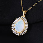 D'Joy AAA Natürlicher, äthiopischer Welo Opal, Moissanit Schmuckset ca. 50 cm 925 Silber 750 Gelbgold Vermeil ca. 4.15 ct
