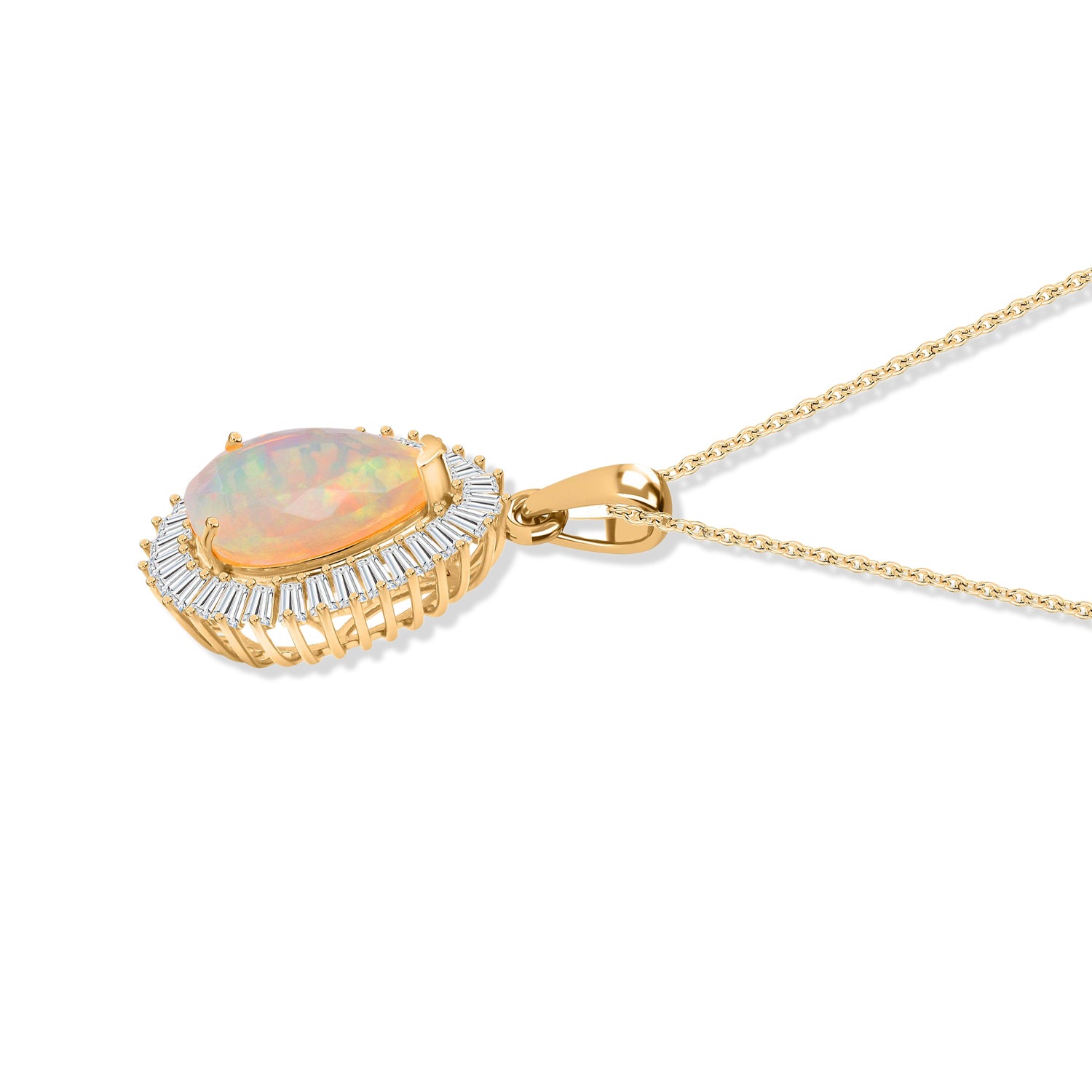D'Joy AAA Natürlicher, äthiopischer Welo Opal, Moissanit Schmuckset ca. 50 cm 925 Silber 750 Gelbgold Vermeil ca. 4.15 ct