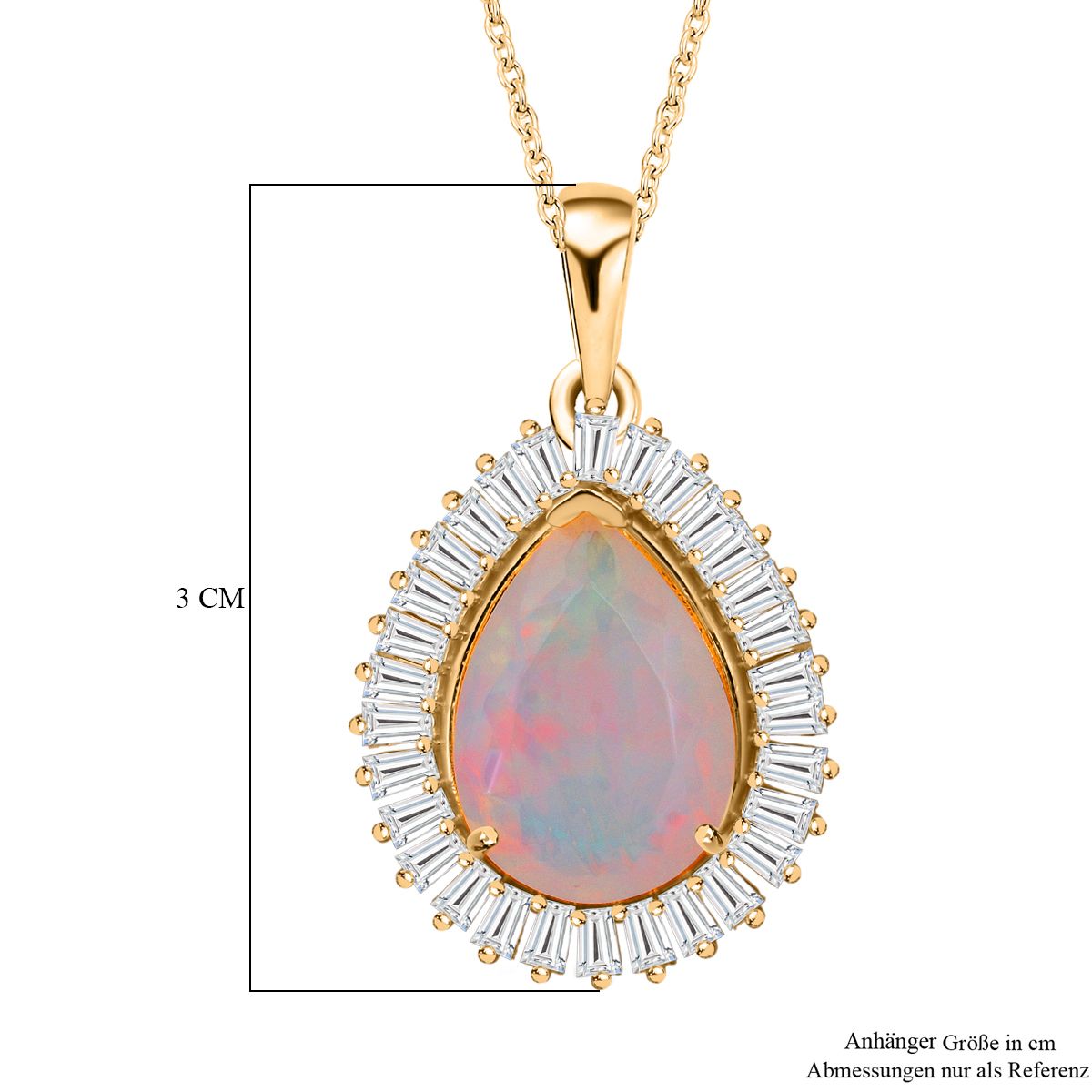 D'Joy AAA Natürlicher, äthiopischer Welo Opal, Moissanit Schmuckset ca. 50 cm 925 Silber 750 Gelbgold Vermeil ca. 4.15 ct