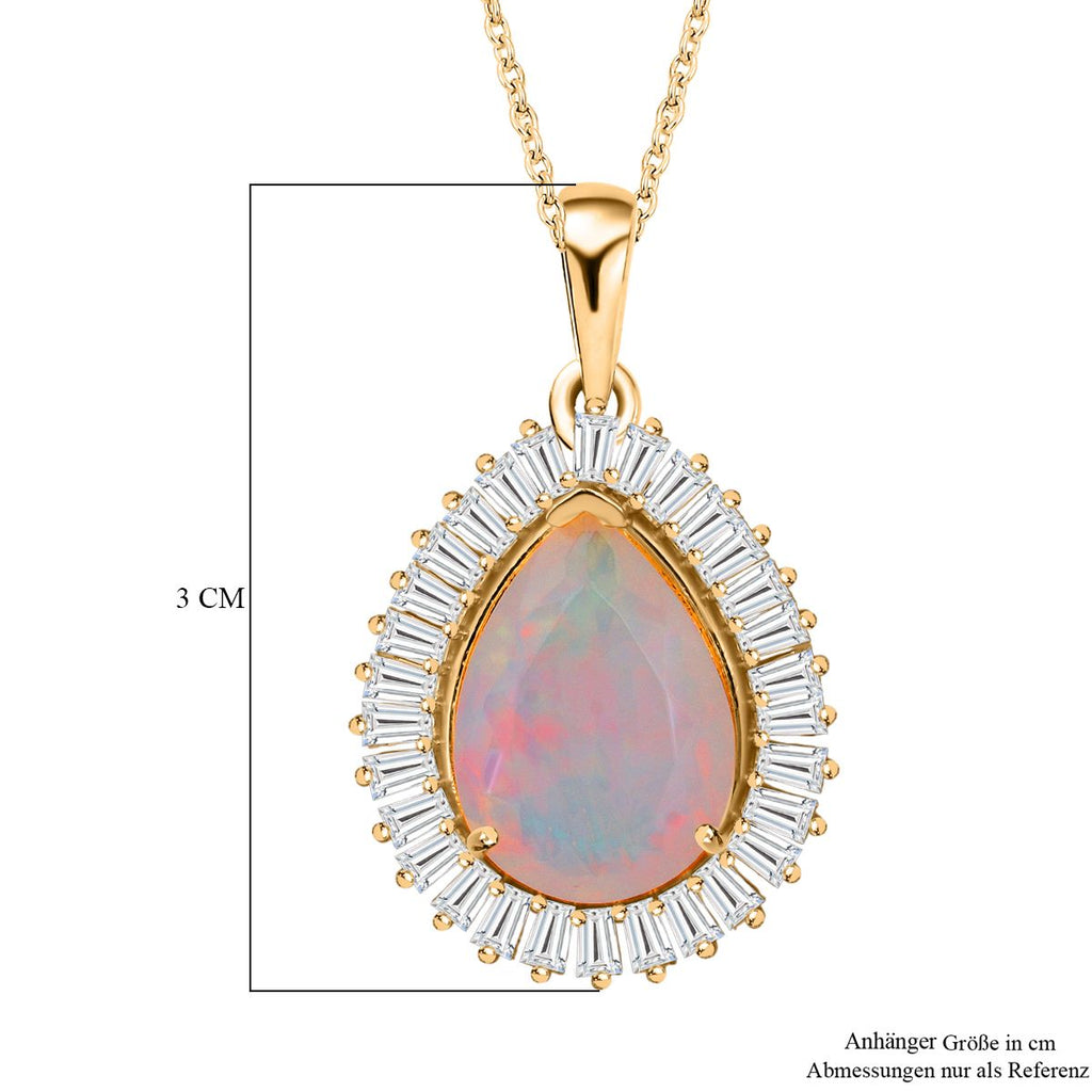 D'Joy AAA Natürlicher, äthiopischer Welo Opal, Moissanit Schmuckset ca. 50 cm 925 Silber 750 Gelbgold Vermeil ca. 4.15 ct