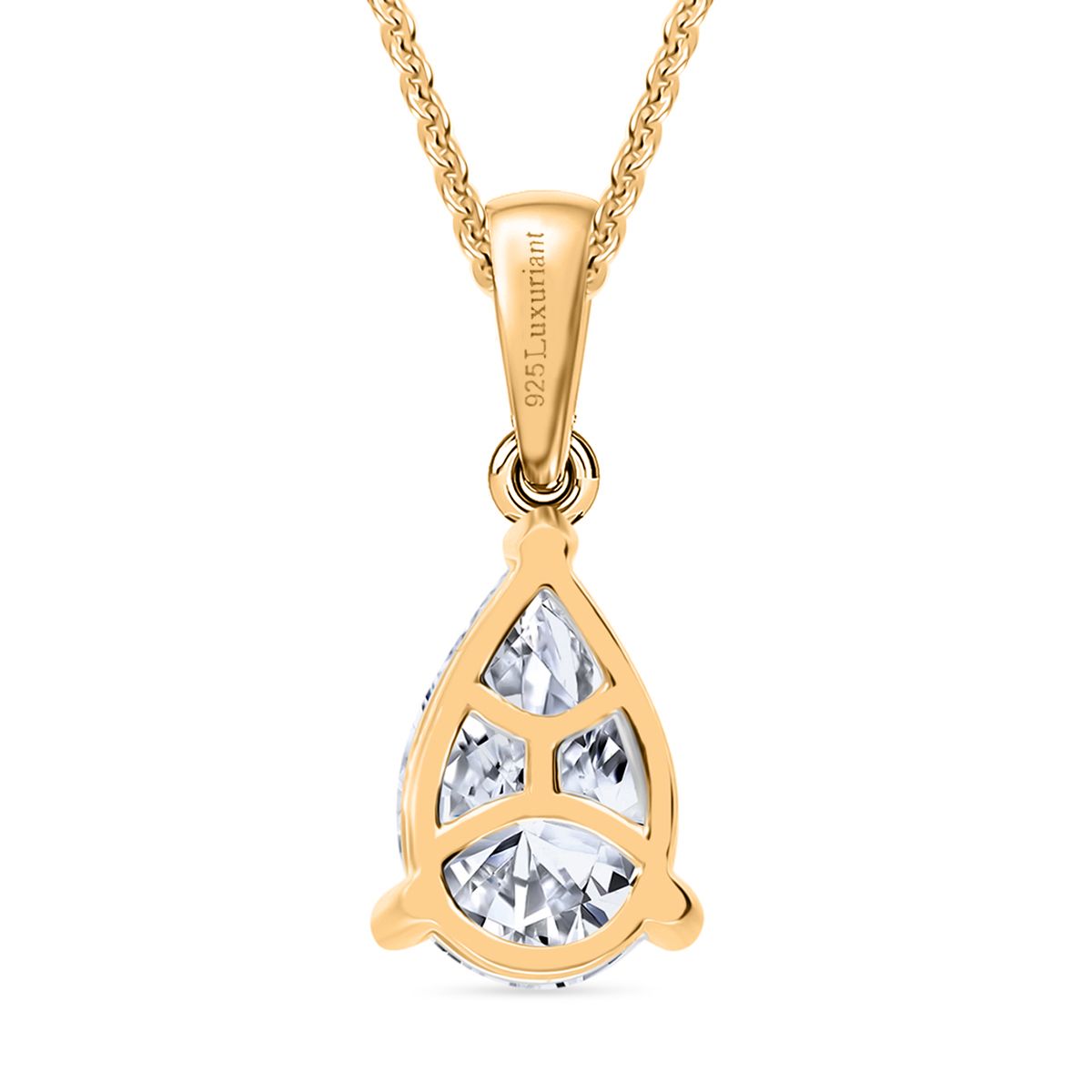 LUXURIANT DIAMOND - Lab Grown Diamant SI-GH SGL zertifiziert Anhänger mit Kette ca. 50 cm 925 Silber 750 Gelbgold Vermeil ca. 1.00 ct