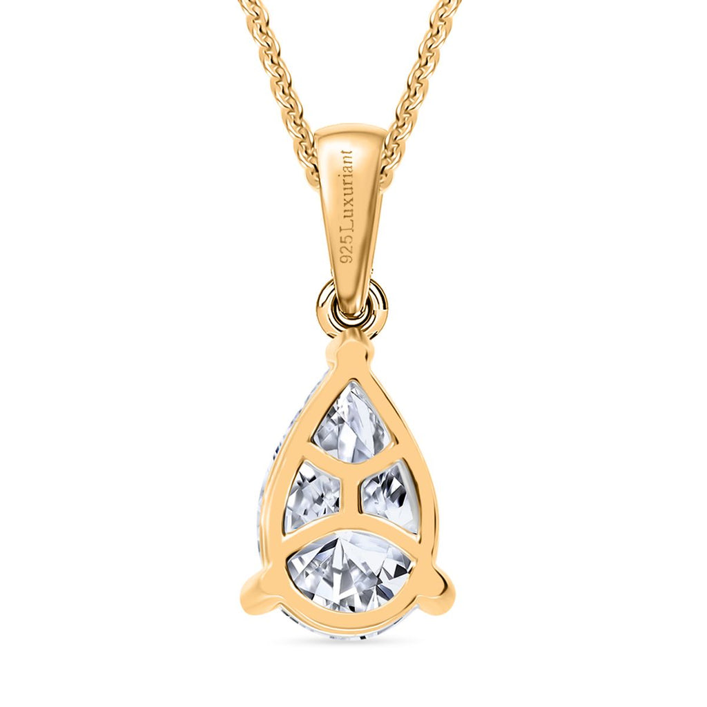 LUXURIANT DIAMOND - Lab Grown Diamant SI-GH SGL zertifiziert Anhänger mit Kette ca. 50 cm 925 Silber 750 Gelbgold Vermeil ca. 1.00 ct